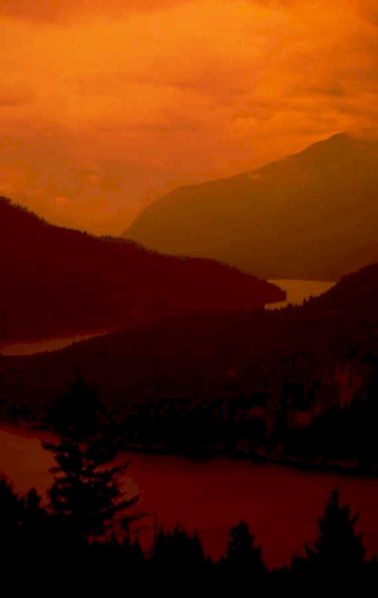 sunset mountain lake 1980s 1990s A4 Photo Print