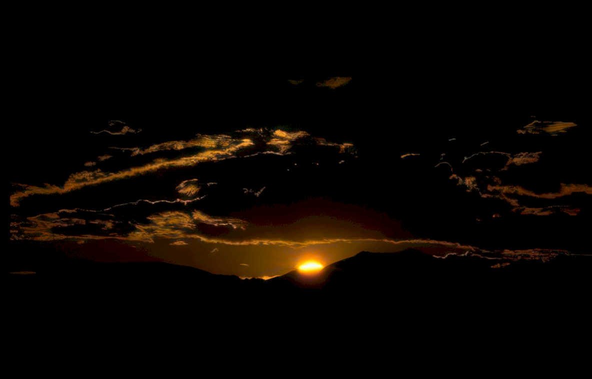 sunset mountain sky 1 Vintage A4 Photo Print