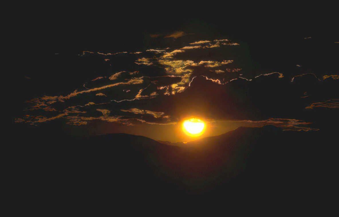 sunset mountains clouds 1 Vintage A4 Photo Print