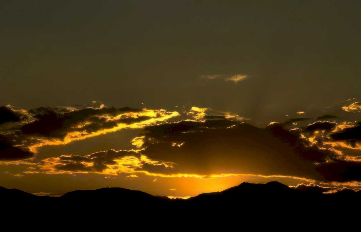 sunset mountains golden Vintage A4 Photo Print