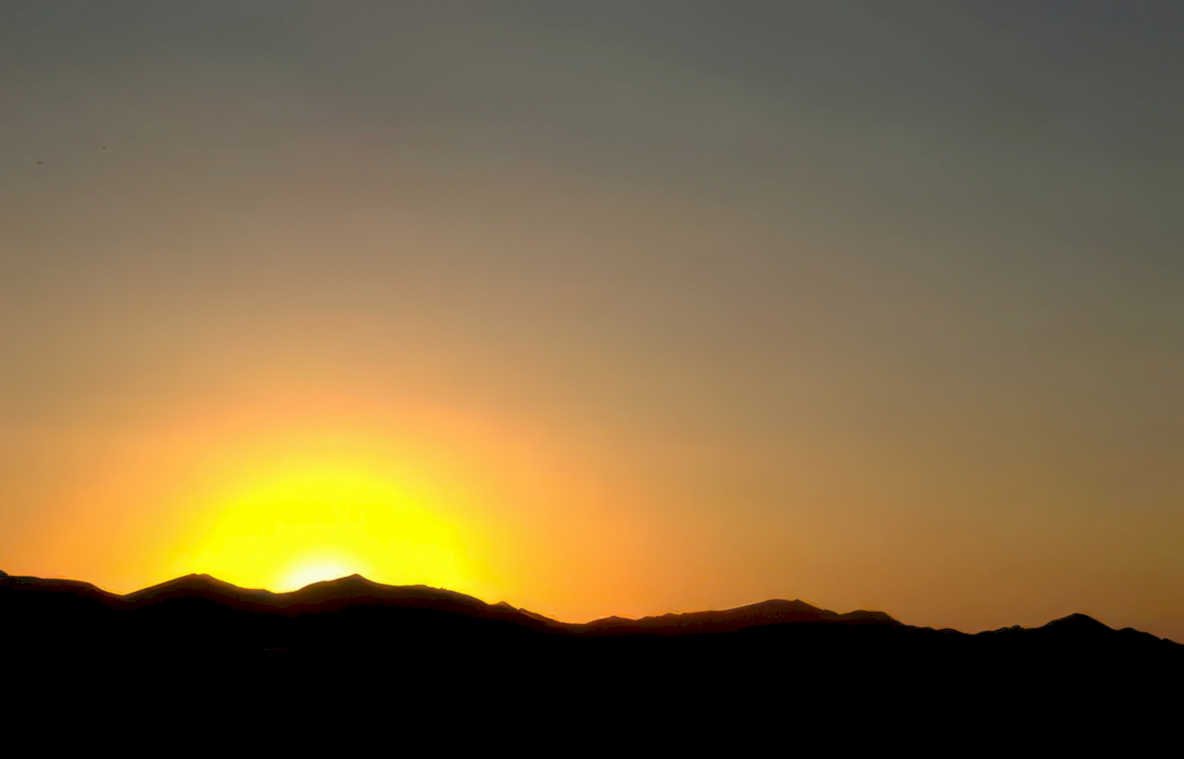sunset mountains horizon Vintage A4 Photo Print