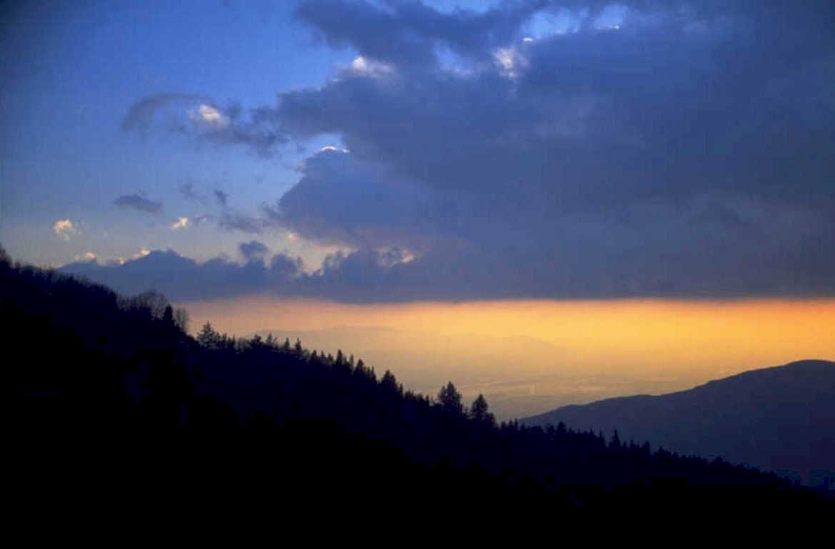 sunset mountains silhouette 1980s 1990s A4 Photo Print