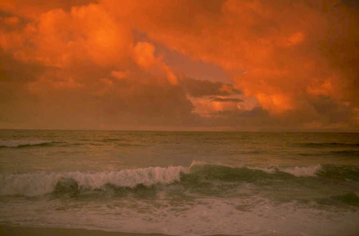 sunset ocean beach 1980s 1990s A4 Photo Print