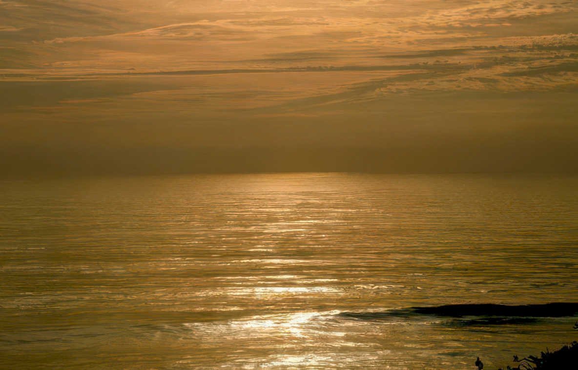 sunset ocean beach Vintage A4 Photo Print