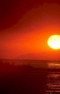 sunset ocean coast Vintage A4 Photo Print