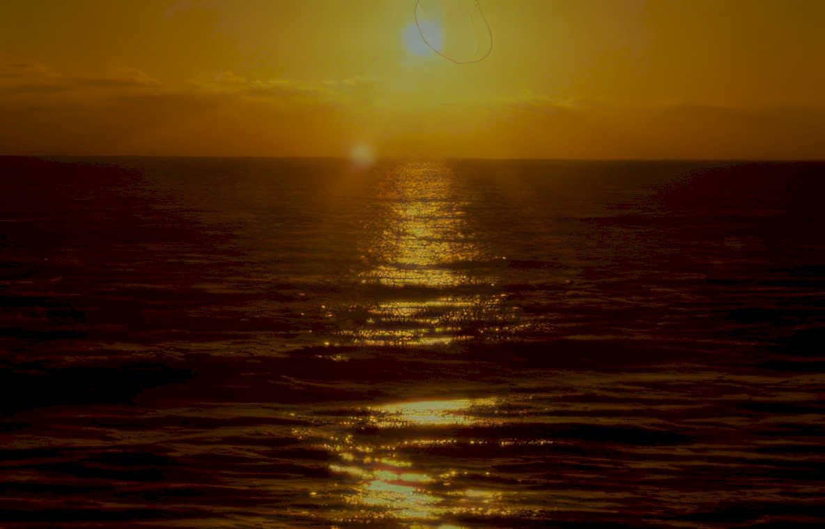 sunset ocean golden Vintage A4 Photo Print