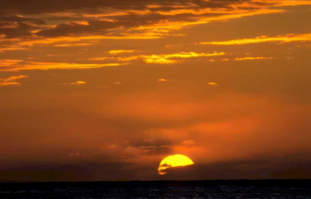 sunset ocean moon Vintage A4 Photo Print