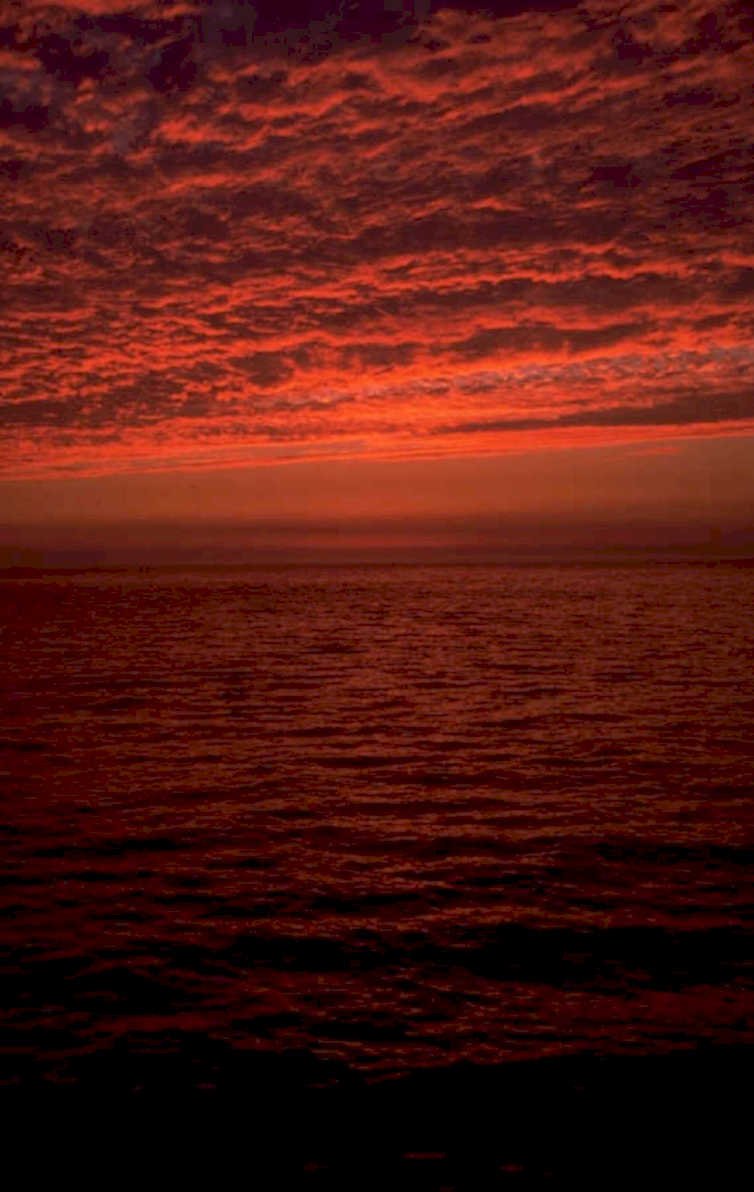 sunset ocean red 1980s 1990s A4 Photo Print