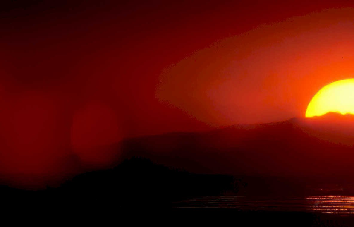 sunset ocean red Vintage A4 Photo Print
