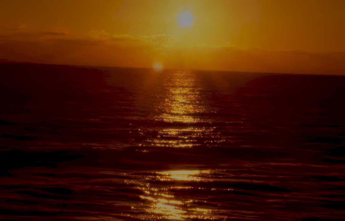 sunset ocean reflection 1 Vintage A4 Photo Print