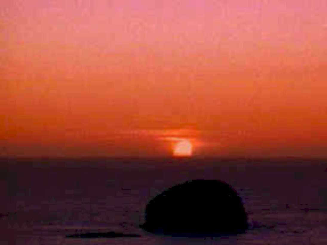 sunset ocean rock1980s 1990s A4 Photo Print