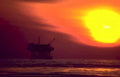sunset oil rig Vintage A4 Photo Print
