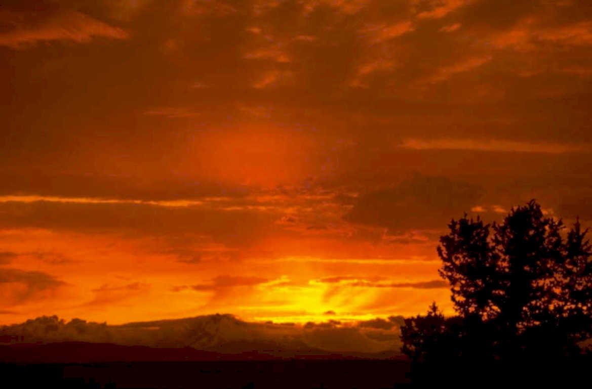 sunset orange mountains 1980s 1990s A4 Photo Print