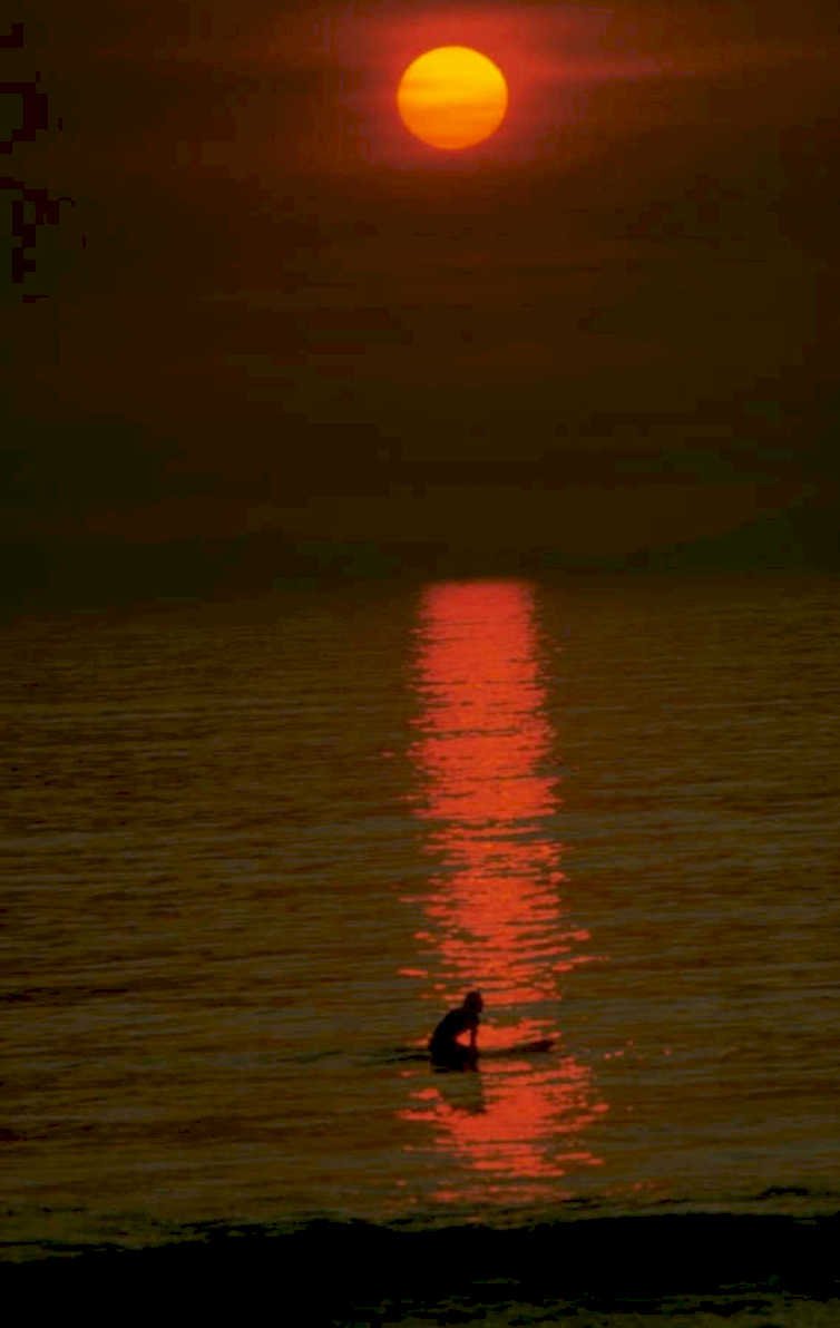 sunset paddle silhouette 1980s 1990s A4 Photo Print
