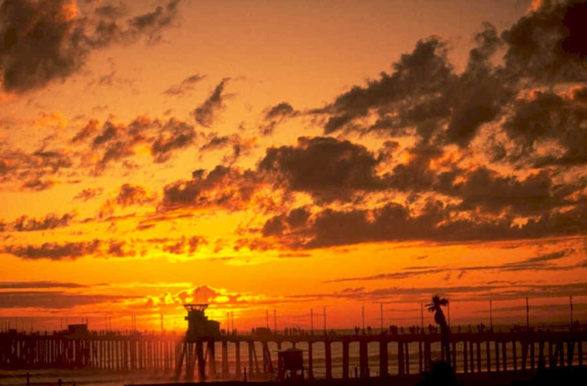 sunset pier longbeach 1 1980s 1990s A4 Photo Print