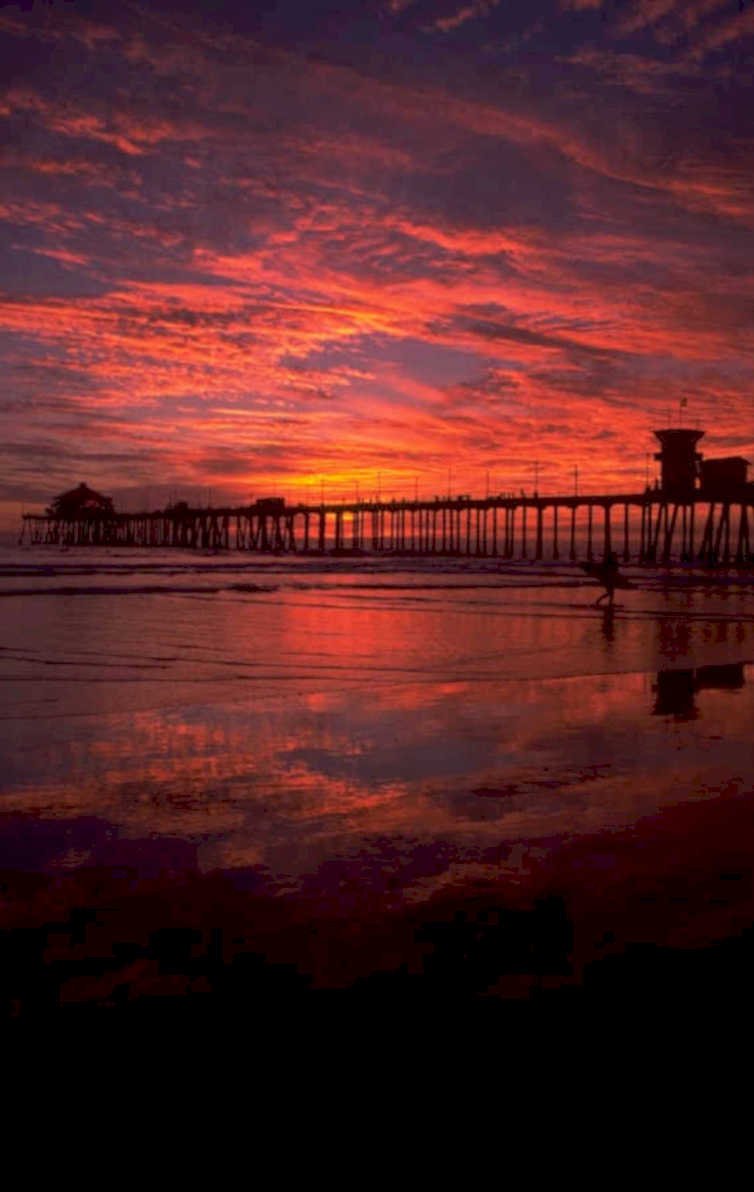 sunset pier longbeach 2 1980s 1990s A4 Photo Print