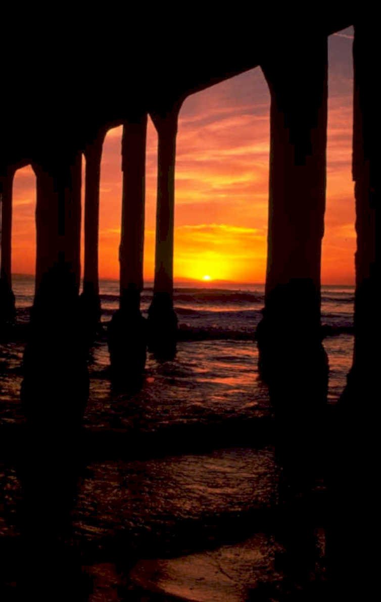 sunset pier silhouette 1980s 1990s A4 Photo Print