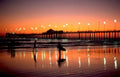 sunset pier silhouetted Vintage A4 Photo Print