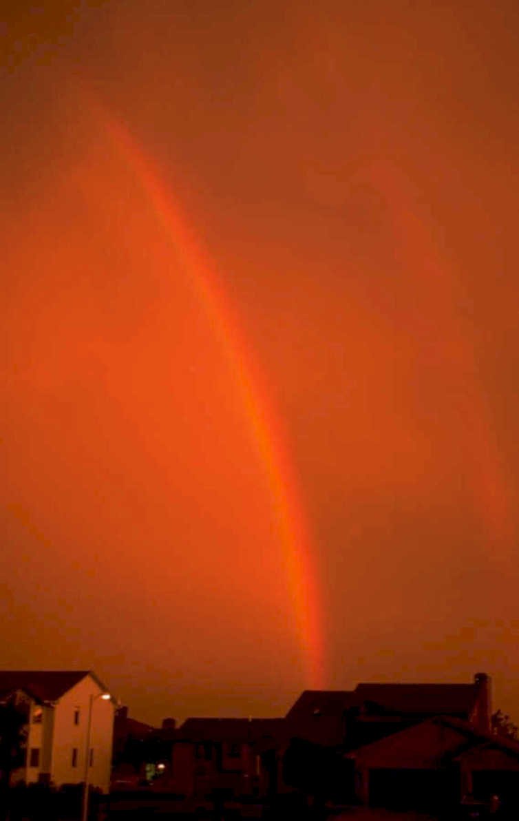 sunset rainbow rooftops 1980s 1990s A4 Photo Print