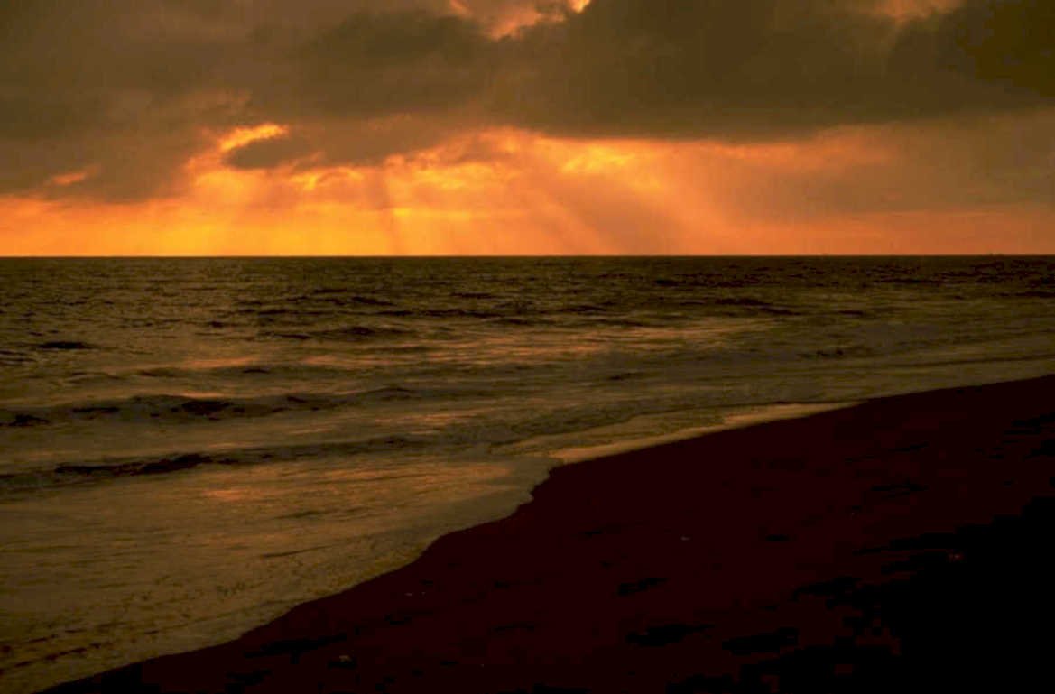 sunset redsand stormysky 1980s 1990s A4 Photo Print