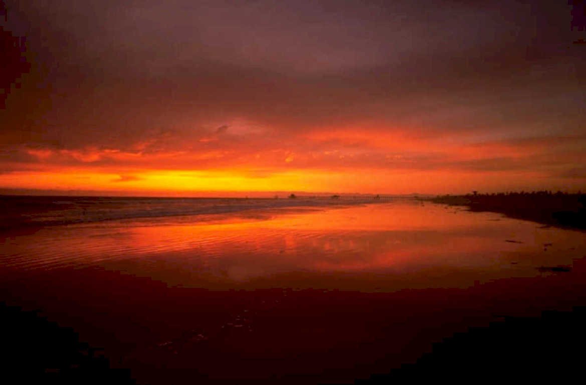 sunset reflection beach 1 1980s 1990s A4 Photo Print