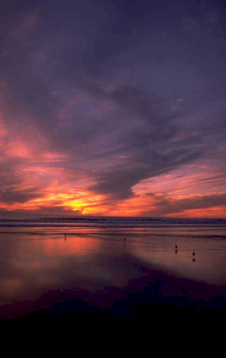 sunset reflection beach 1980s 1990s A4 Photo Print