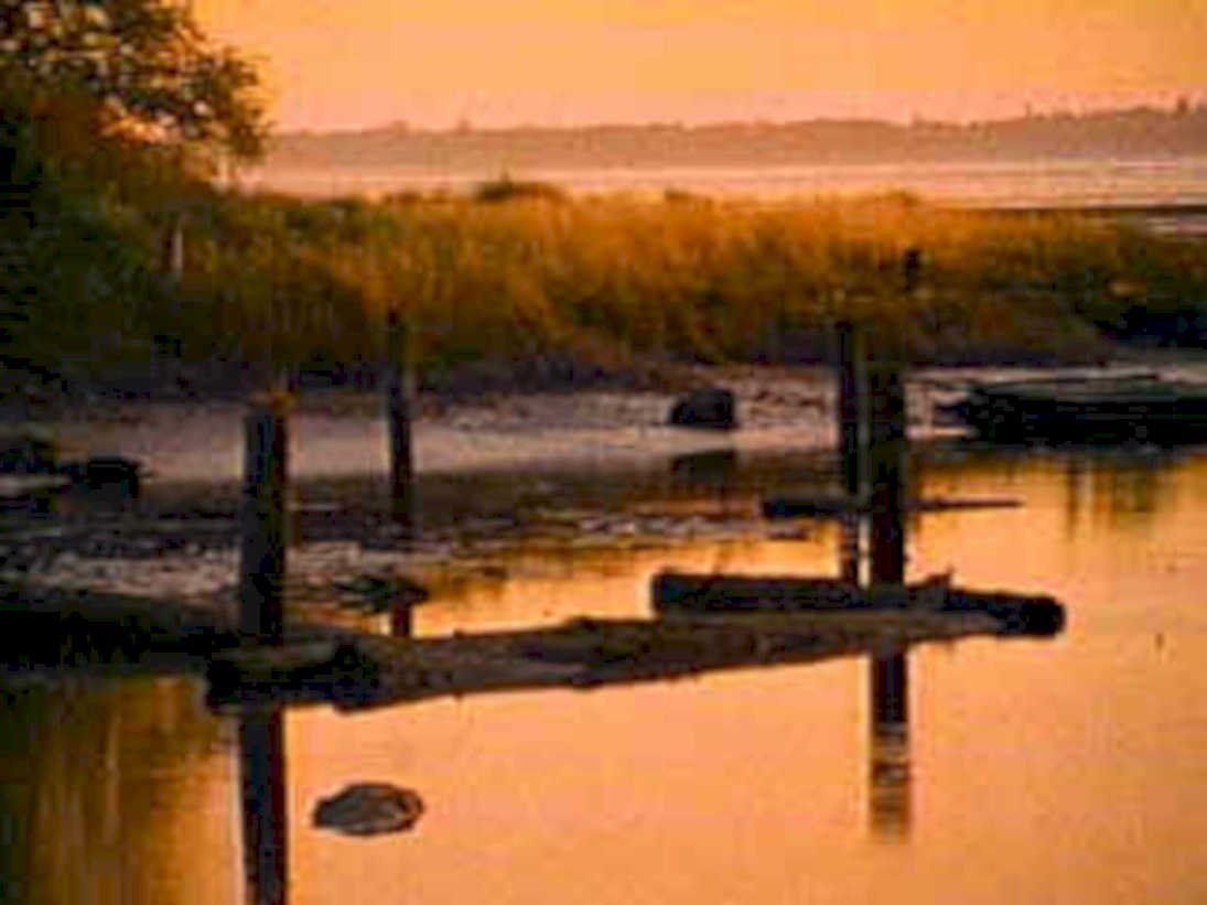 sunset reflection coastline1980s 1990s A4 Photo Print
