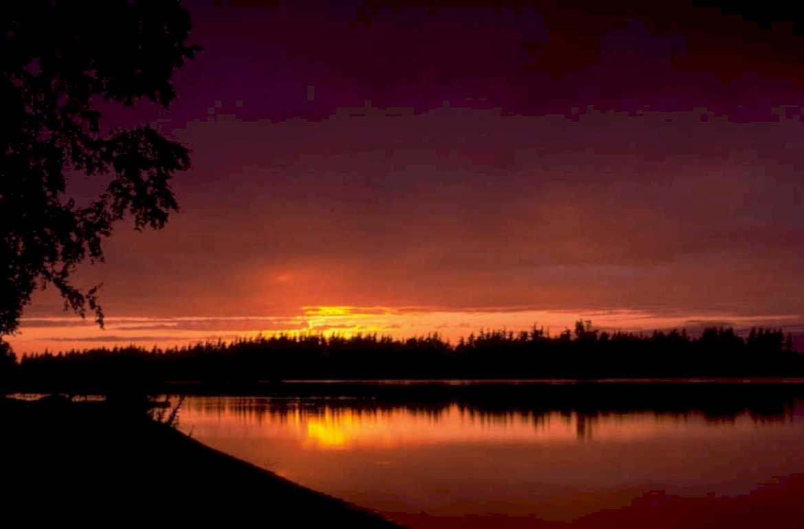 sunset reflection lake 1 1980s 1990s A4 Photo Print