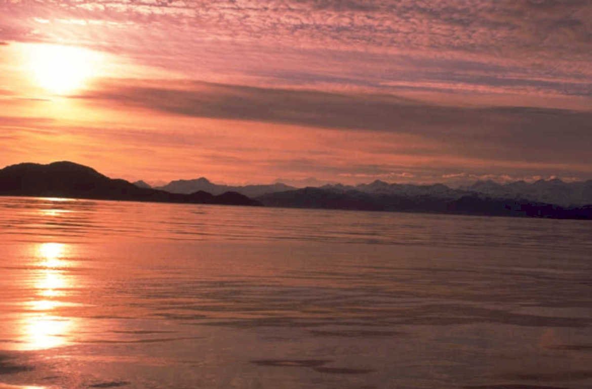 sunset reflection lake 1980s 1990s A4 Photo Print
