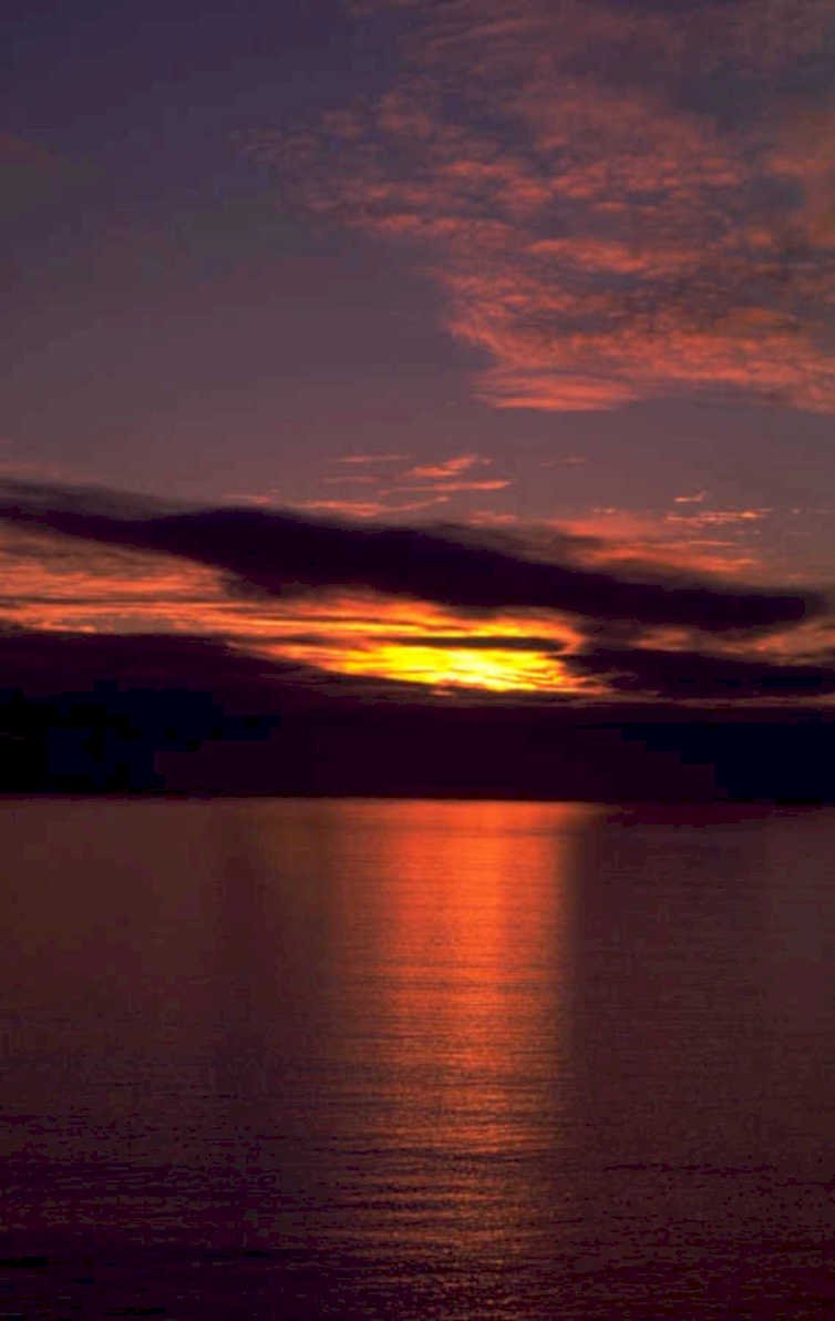 sunset reflection ocean 1980s 1990s A4 Photo Print