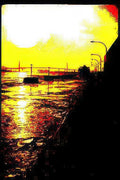 sunset reflection waterfront Vintage A4 Photo Print