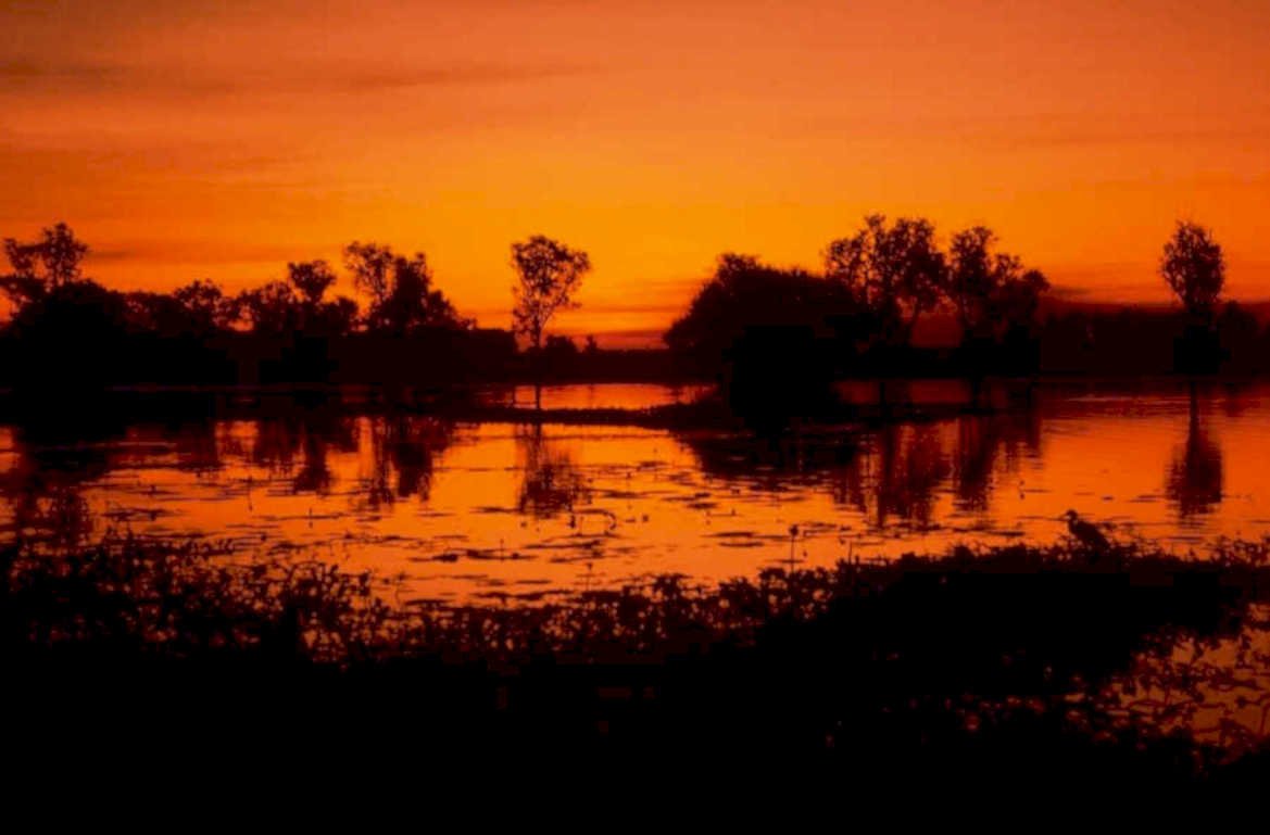 sunset reflection wetland 1980s 1990s A4 Photo Print