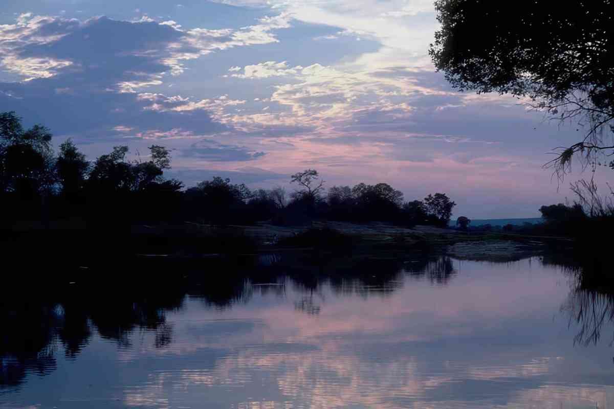 sunset river silhouette A4 Photo Print