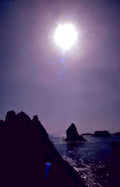sunset rocks ocean Vintage A4 Photo Print