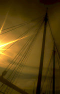 sunset sail mast Vintage A4 Photo Print
