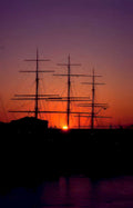 sunset sail ship Vintage A4 Photo Print