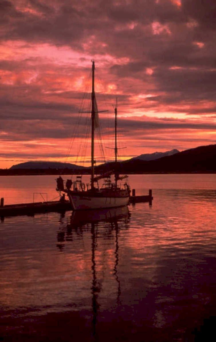 sunset sailboat lake 1980s 1990s A4 Photo Print