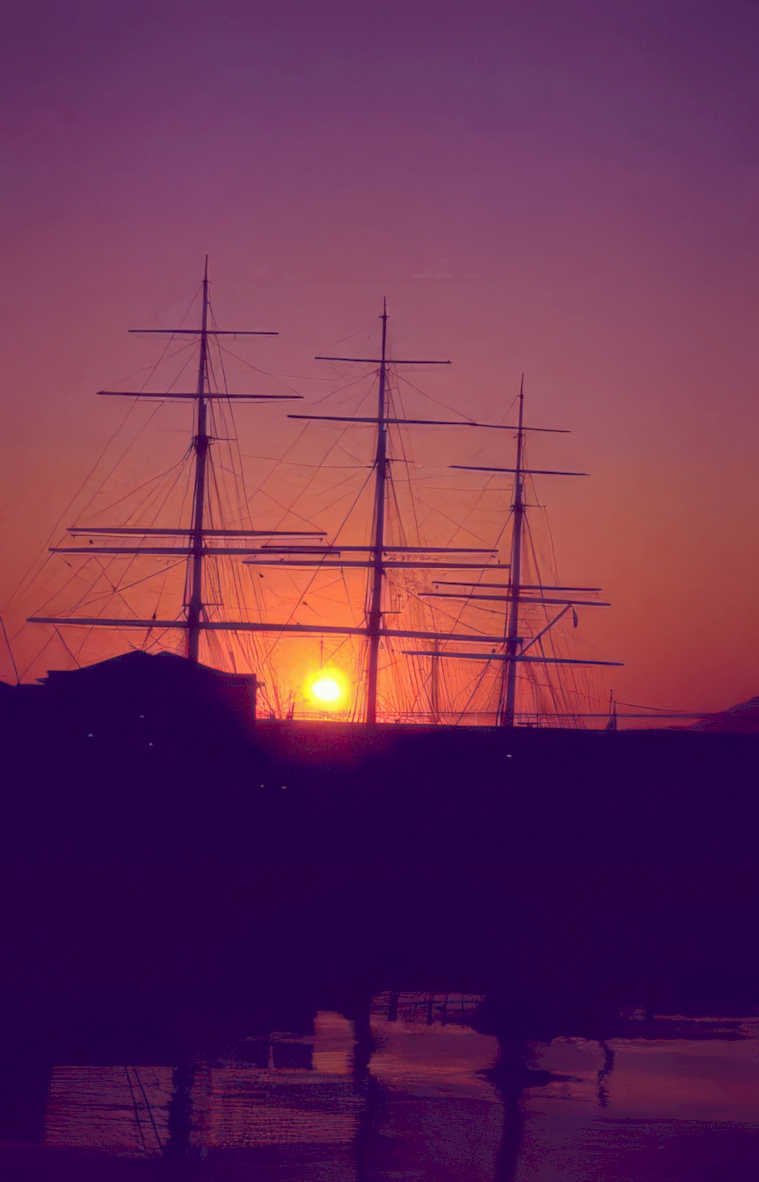sunset sailboat silhouette 1 Vintage A4 Photo Print