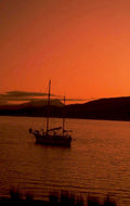 sunset sailboat silhouette 1980s 1990s A4 Photo Print