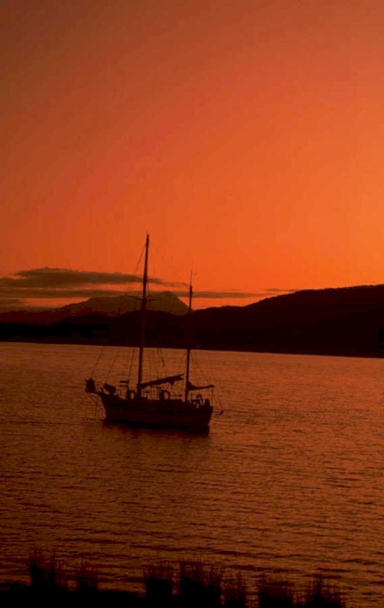 sunset sailboat silhouette 1980s 1990s A4 Photo Print