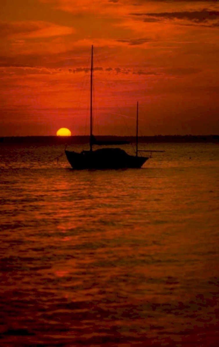 sunset sailboat sky 1980s 1990s A4 Photo Print