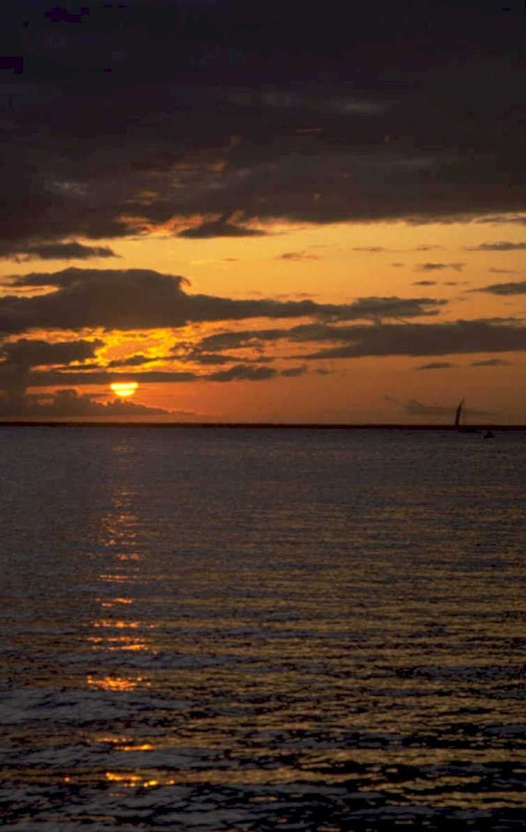 sunset sailboat water 1980s 1990s A4 Photo Print