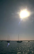 sunset sailboats bay Vintage A4 Photo Print