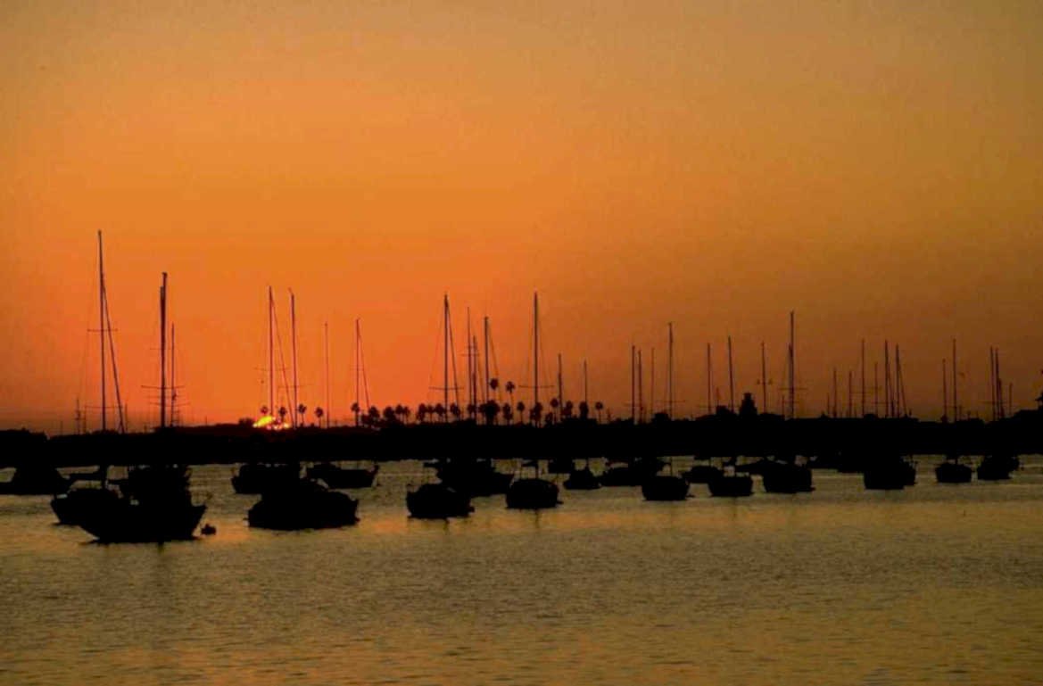 sunset sailboats harbor 1980s 1990s A4 Photo Print