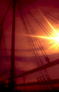 sunset schooner redsky Vintage A4 Photo Print
