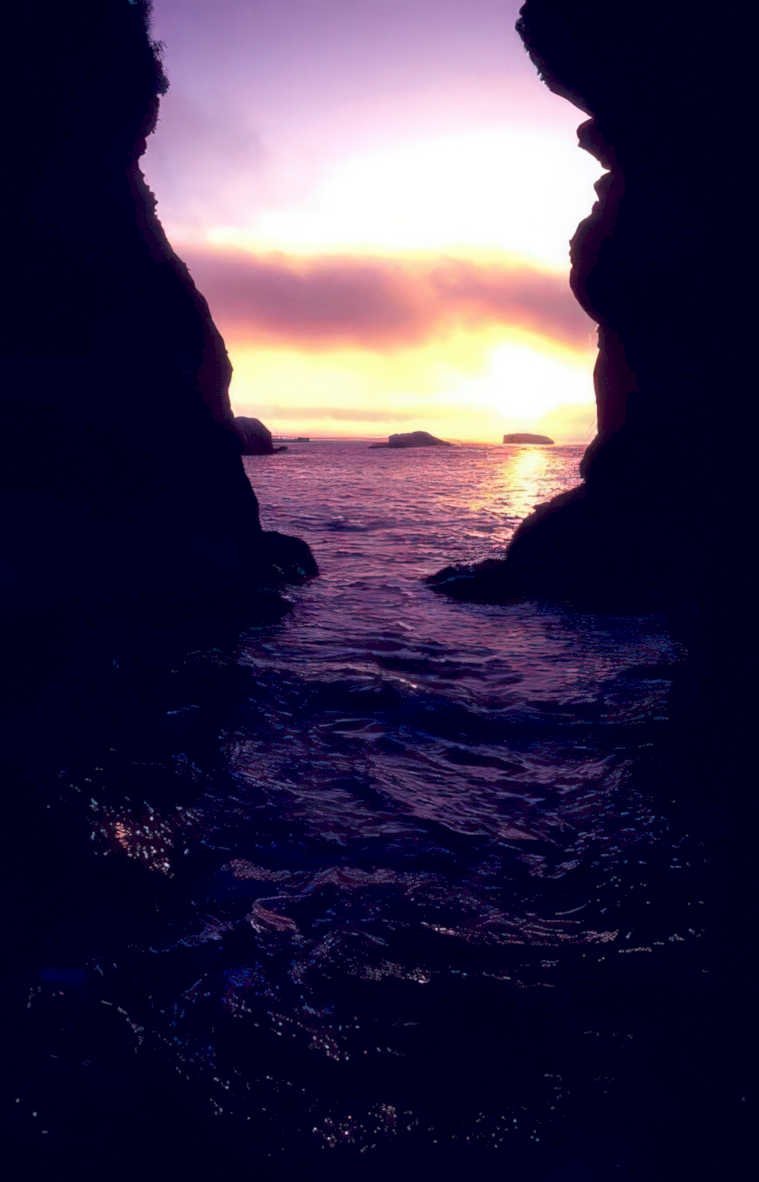 sunset sea cave Vintage A4 Photo Print