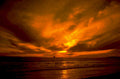 sunset seascape rig 1980s 1990s A4 Photo Print