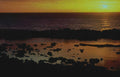 sunset seascape rocks Vintage A4 Photo Print