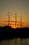 sunset ship bridge Vintage A4 Photo Print