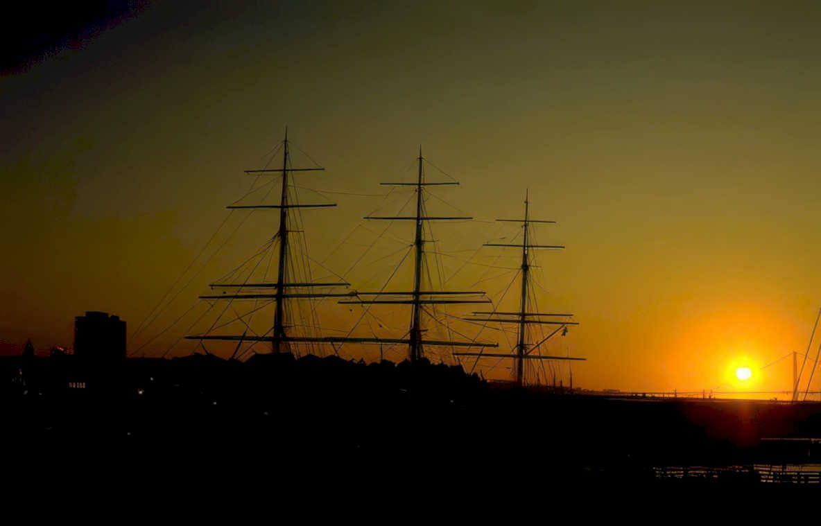 sunset ship charleston Vintage A4 Photo Print
